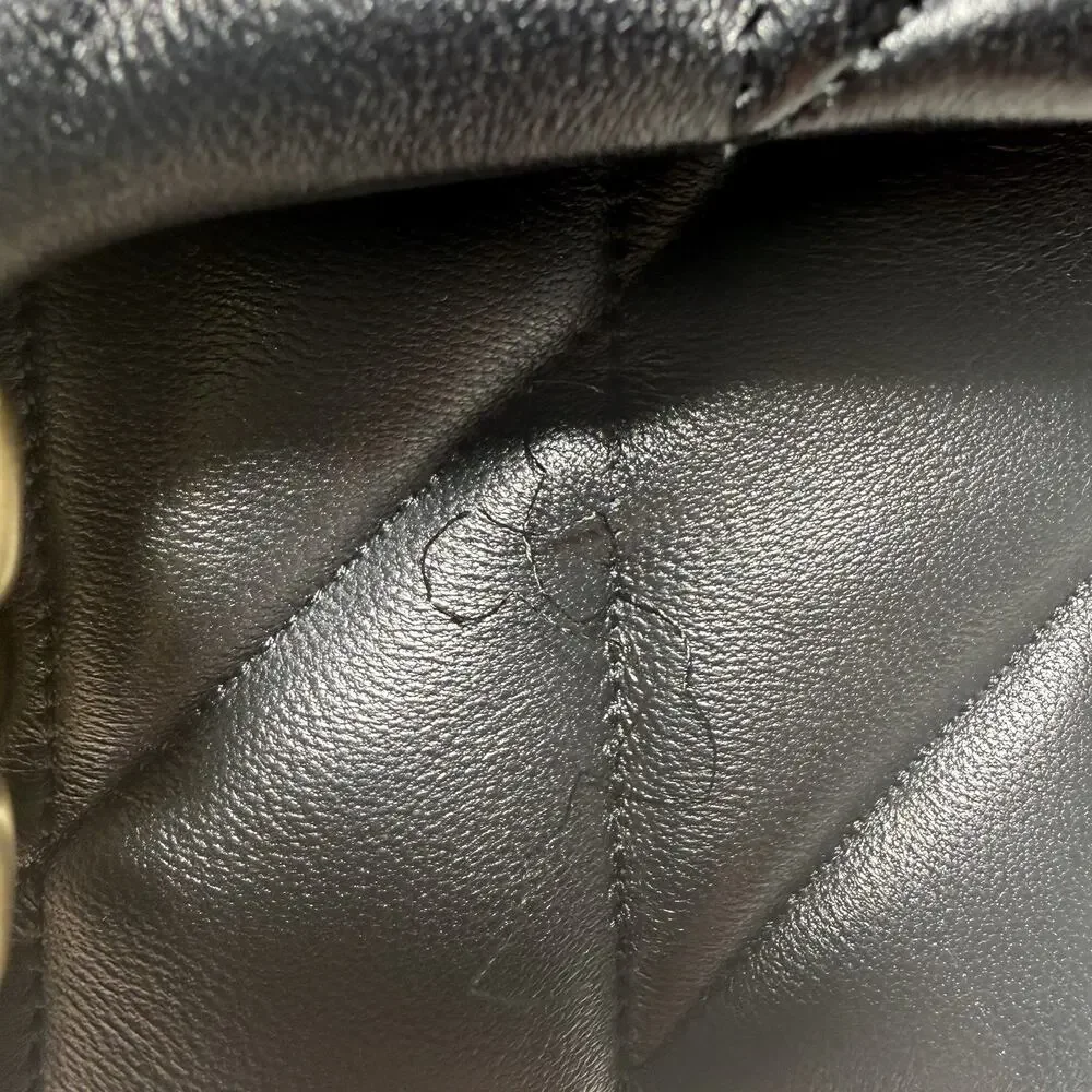 Coach Black Quilted Tabby 20 Shoulder Bag Gold Chain Strap Loose Thread See Pic